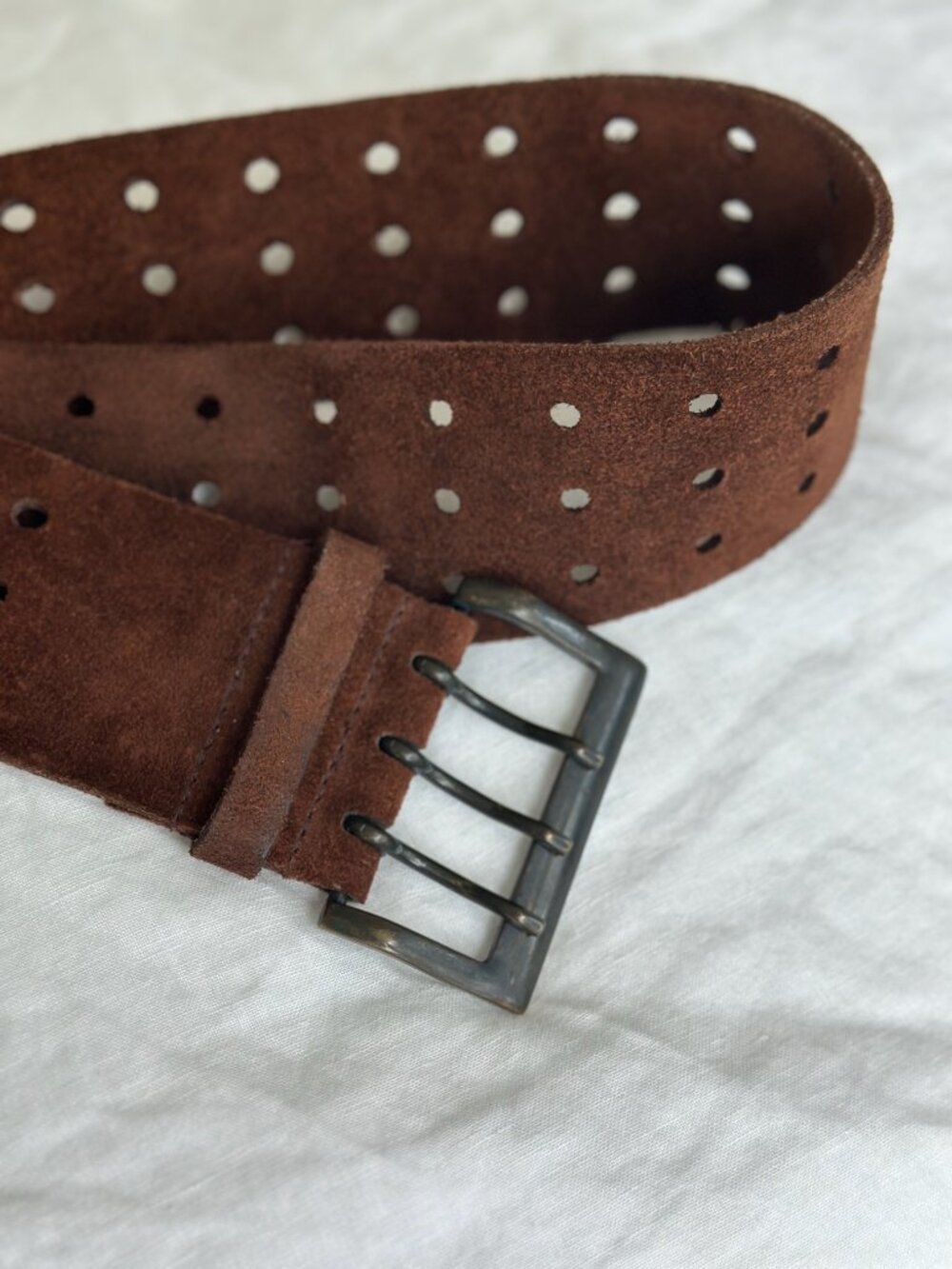Vintage A&F Suede Wide Perforated Belt circa Y2K Spring Collection
